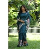 Women's Faux_Tussar Floral Saree With Unstitched Blouse 5.5Mtr (Teal) Women's Faux_Tussar Floral Saree With Unstitched Blouse 5.5Mtr (Teal)