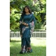 Women's Faux_Tussar Floral Saree With Unstitched Blouse 5.5Mtr (Teal)