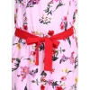 Girl's Polyester Crepe Floral Shoulder Straps Jumpsuit (Pink-Red)