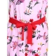 Girl's Polyester Crepe Floral Shoulder Straps Jumpsuit (Pink-Red)
