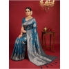 Women's Silk Blend Printed Saree With Unstitched Blouse 5.5Mtr (Teal Blue) Women's Silk Blend Printed Saree With Unstitched Blouse 5.5Mtr (Teal Blue)