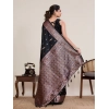 Women's Jacquard Woven Saree With Unstitched Blouse 5.5Mtr (Black)