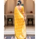 Women's Soft Lichi Silk Printed Saree With Unstitched Blouse 5.5Mtr (Yellow)