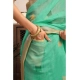 Women's Linen Cotton Printed Ready To Wear With Pocket Saree With Unstitched Blouse 5.5 Mtr (Light_Green)