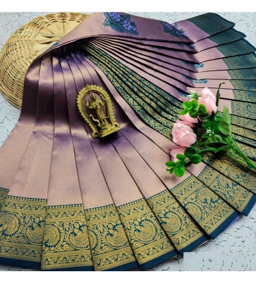 Women's Soft Silk Printed Saree With Unstitched Blouse 5.5Mtr (Lavender)