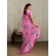 Women's Satin Crepe Printed Saree With Unstitched Blouse 5.5Mtr (Pink)