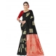 Women's Soft Lichi Silk Printed Saree With Unstitched Blouse 5.5Mtr (Black)