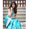 Women's Soft Lichi Silk Printed Saree With Unstitched Blouse 5.5Mtr (Sky-Blue)