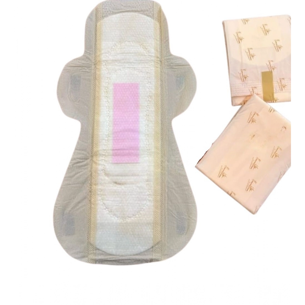 Pack of_12 Pcs Cotton Bamboo Sanitary Pads with Wings (White, each pack_6 pads)