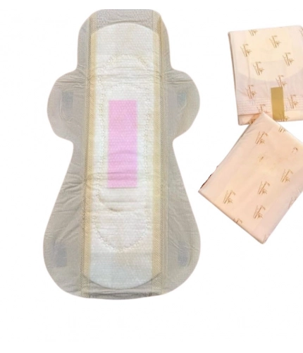Pack of_12 Pcs Cotton Bamboo Sanitary Pads with Wings (White, each pack_6 pads)