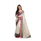 Women's Linen Cotton Printed Ready To Wear Saree With Unstitched Blouse 5.5 Mtr (Off_White)