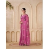 Dropship Women's Digital Printed  Georgette Saree With Unstitched Blouse (Pink, 5-6 Mtrs)