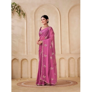 Generic Women's Digital Printed  Georgette Saree With Unstitched Blouse (Pink, 5-6 Mtrs)