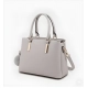 Women's PU Leather Solid Shoulder Zipper Handbag (Grey)