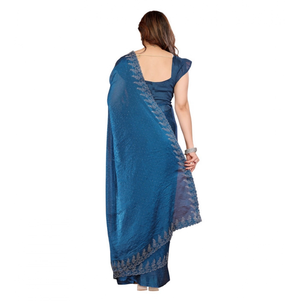 Women's Georgette Printed Saree With Unstitched Blouse 5.5Mtr (Blue) Women's Georgette Printed Saree With Unstitched Blouse 5.5Mtr (Blue)