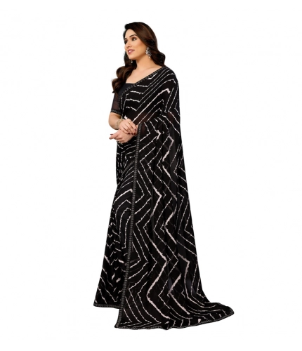 Women's Georgette Printed Saree With Unstitched Blouse 5.5Mtr (Black) Women's Georgette Printed Saree With Unstitched Blouse 5.5Mtr (Black)