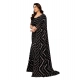 Women's Georgette Printed Saree With Unstitched Blouse 5.5Mtr (Black)