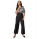 Women's Satin And Polyester Floral Half Sleeves Jumpsuit (Grey - Black) Women's Satin And Polyester Floral Half Sleeves Jumpsuit (Grey - Black)