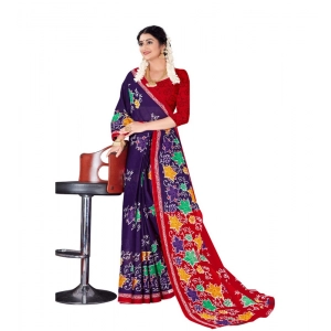 Generic Women's Soft Pure Cotton Printed Saree With Unstitched Blouse 5.5Mtr (Multicolor)