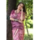 Women's Faux_Tussar_Silk Abstract_Print Saree With Unstitched Blouse 5.5Mtr (Pink)