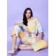 Women's Polyester Colour Blocking 3-4th Sleeve Co-Ord Set (Multicolor)