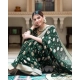 Women's Soft Lichi Silk Printed Saree With Unstitched Blouse 5.5Mtr (Green)