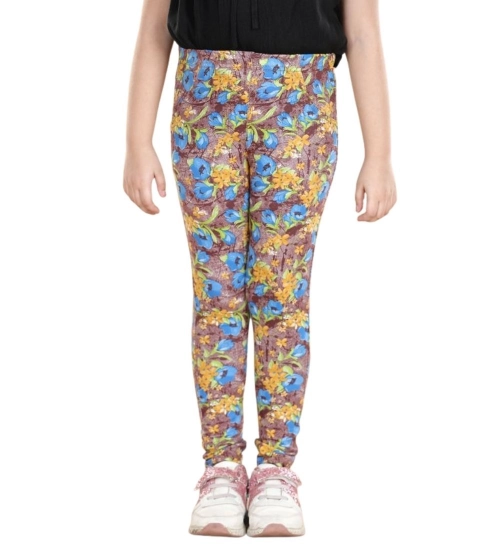 Girl's Cotton Lycra Floral Elasticated Jeggings (Multicolor) Girl's Cotton Lycra Floral Elasticated Jeggings (Multicolor)