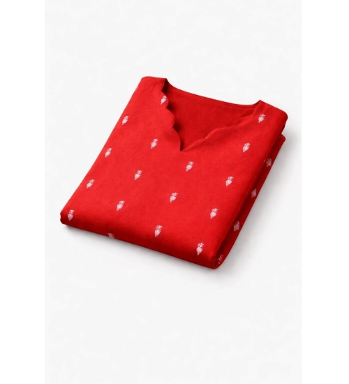 Women's Silk Printed Kurti (Red)