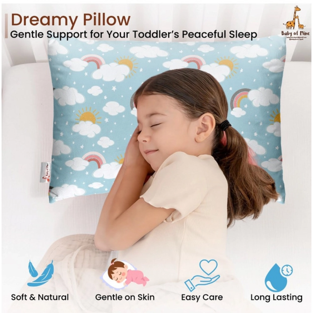 Soft Plush Printed Baby Infant Pillow for Kids Age 1 To 5 Years (Sky Blue)