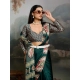 Women's Satin Crepe Printed Saree With Unstitched Blouse 5.5Mtr (Green)