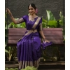 Women's Banarasi Silk Printed Saree With Unstitched Blouse 5.5Mtr (Purple)