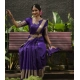 Women's Banarasi Silk Printed Saree With Unstitched Blouse 5.5Mtr (Purple)
