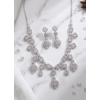 Women's Brass Silver Plated Necklace set (Pink)
