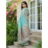Women's Linen Cotton Printed Saree With Unstitched Blouse 5.5Mtr (Sky Blue) Women's Linen Cotton Printed Saree With Unstitched Blouse 5.5Mtr (Sky Blue)