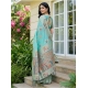 Women's Linen Cotton Printed Saree With Unstitched Blouse 5.5Mtr (Sky Blue)