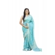 Women's Soft Lichi Silk Printed Saree With Unstitched Blouse 5.5Mtr (Sky-Blue)