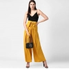 Women's Polyester Solid Smocked Trousers (Yellow)