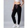 Women's Cotton Twill Solid Elasticated Trousers (Black)