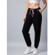 Women's Cotton Twill Solid Elasticated Trousers (Black)