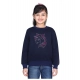 Girl's Fleece Embellished Long Sleeves Sweatshirt (Navy Blue) Girl's Fleece Embellished Long Sleeves Sweatshirt (Navy Blue)