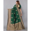 Women's Soft Lichi Silk Printed Saree With Unstitched Blouse 5.5Mtr (Green)