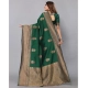 Women's Soft Lichi Silk Printed Saree With Unstitched Blouse 5.5Mtr (Green)