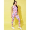 Women's Polyester Lycra Printed Sleeveless Active Wear (Multicolor)