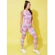 Women's Polyester Lycra Printed Sleeveless Active Wear (Multicolor)