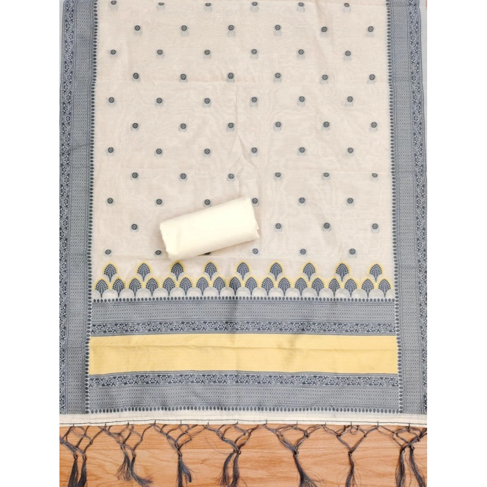 Women's Banarasi Silk Printed Unstitched Salwar Suit Material With Dupatta (Grey, 3Mtrs)