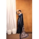 Women's Satin Crepe Printed Saree With Unstitched Blouse 5.5Mtr (Black)