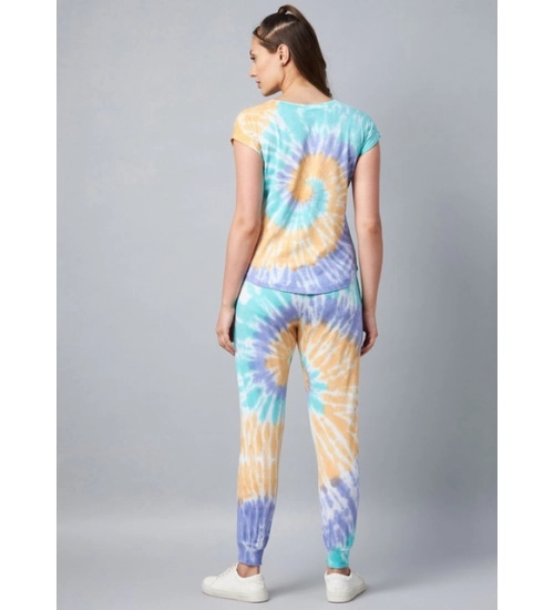 Women's Cotton Tie And Dye Short Sleeve Tracksuit (Multicolor) Women's Cotton Tie And Dye Short Sleeve Tracksuit (Multicolor)