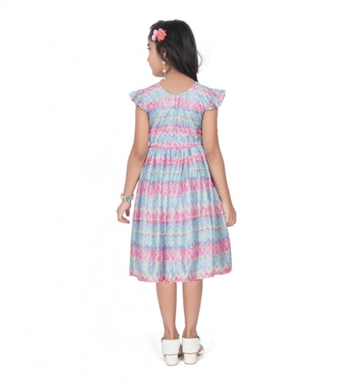 Girl's Lycra Printed Sleeve Less Round Neck Dress (Multicolor) Girl's Lycra Printed Sleeve Less Round Neck Dress (Multicolor)