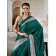 Women's Satin Crepe Printed Saree With Unstitched Blouse 5.5Mtr (Green)