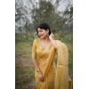 Women's Silk_Blend Checked Saree With Unstitched Blouse 5.5Mtr (Yellow)